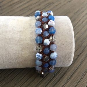 New Auth Chan Luu Blue Fire Agate Mix Pull Tie Bra